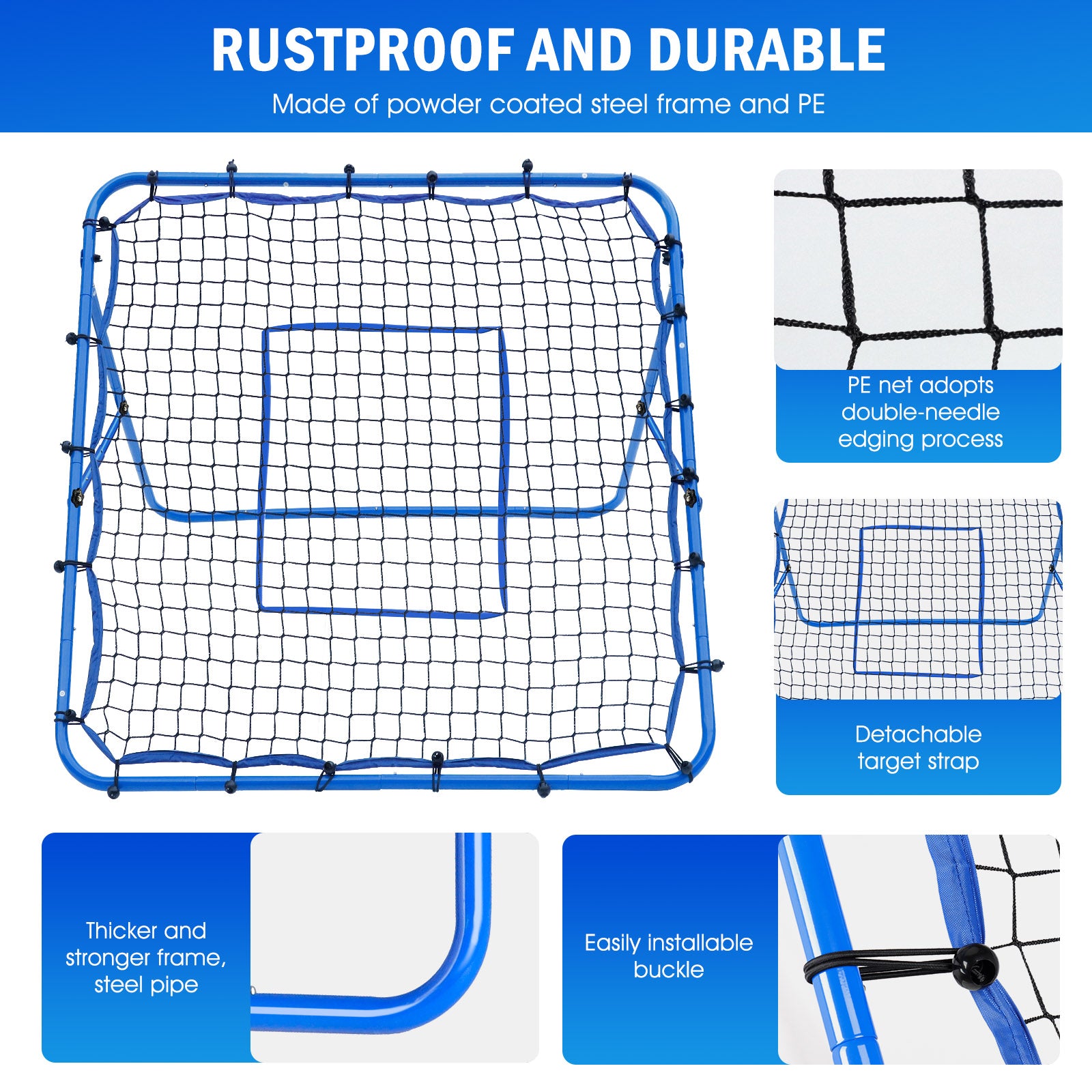 Winthai Volleyball Baseball Rebounder Net, Softball Rebounder Pitchback Net Quick Adjustments, Quick Adjustments Lacrosse Bounce Back Practice Equipment, Ideal for Outdoor Indoor and Backyard Training 4X4FT