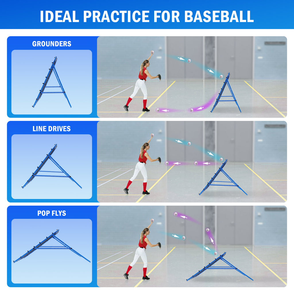 Winthai Volleyball Baseball Rebounder Net, Softball Rebounder Pitchback Net Quick Adjustments, Quick Adjustments Lacrosse Bounce Back Practice Equipment, Ideal for Outdoor Indoor and Backyard Training 4X4FT