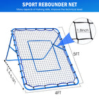 Winthai Volleyball Baseball Rebounder Net, Softball Rebounder Pitchback Net Quick Adjustments, Quick Adjustments Lacrosse Bounce Back Practice Equipment, Ideal for Outdoor Indoor and Backyard Training 5X4FT