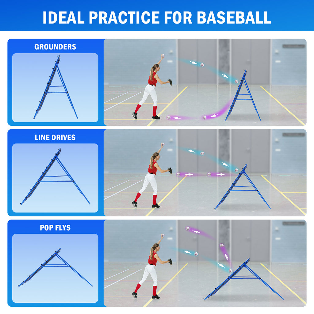 Winthai Volleyball Baseball Rebounder Net, Softball Rebounder Pitchback Net Quick Adjustments, Quick Adjustments Lacrosse Bounce Back Practice Equipment, Ideal for Outdoor Indoor and Backyard Training 5X4FT