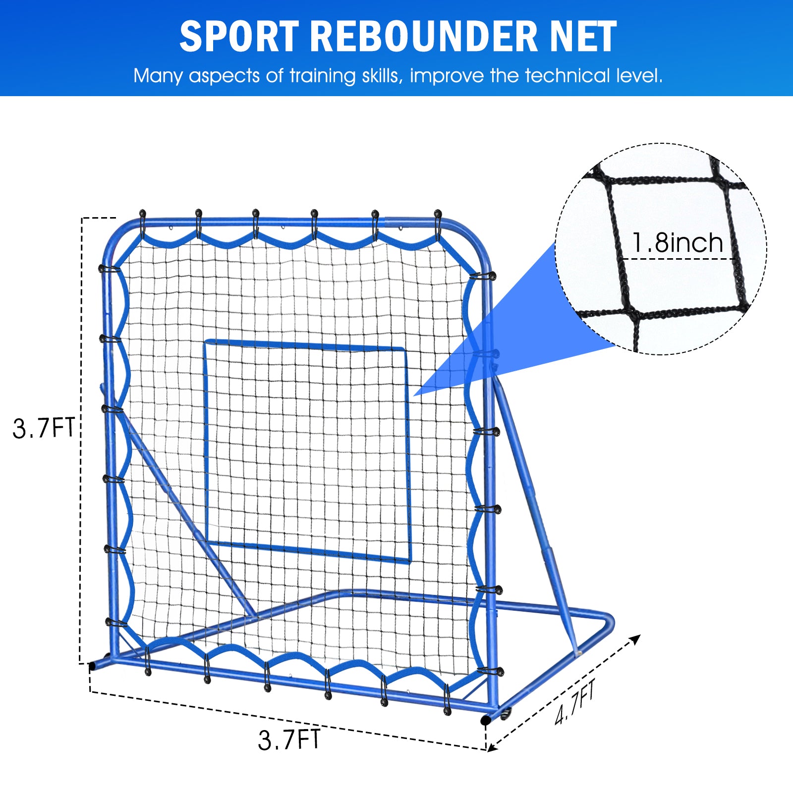 Winthai Soccer Rebounder Net, Quick-Switch Angle Soccer Training for Control, Passing Practice, Easy Setup Rebounder Gifts & Equipment for Kids,Teens & Adults 3.7x3.7FT