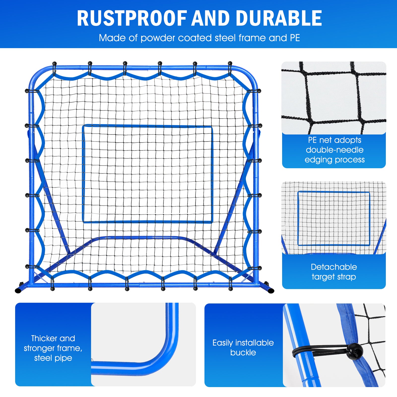 Winthai Soccer Rebounder Net, Quick-Switch Angle Soccer Training for Control, Passing Practice, Easy Setup Rebounder Gifts & Equipment for Kids,Teens & Adults 3.7x3.7FT