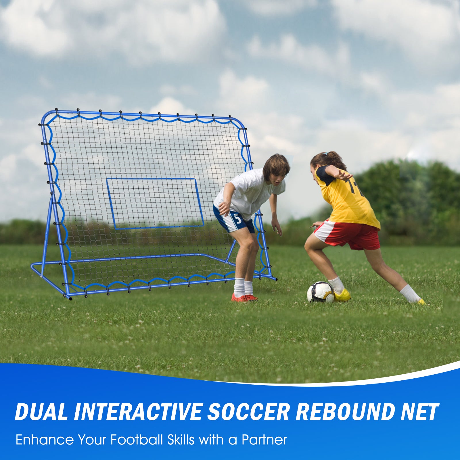 Winthai Soccer Rebounder Net, Quick-Switch Angle Soccer Training for Control, Passing Practice, Easy Setup Rebounder Gifts & Equipment for Kids,Teens & Adults 6X5FT