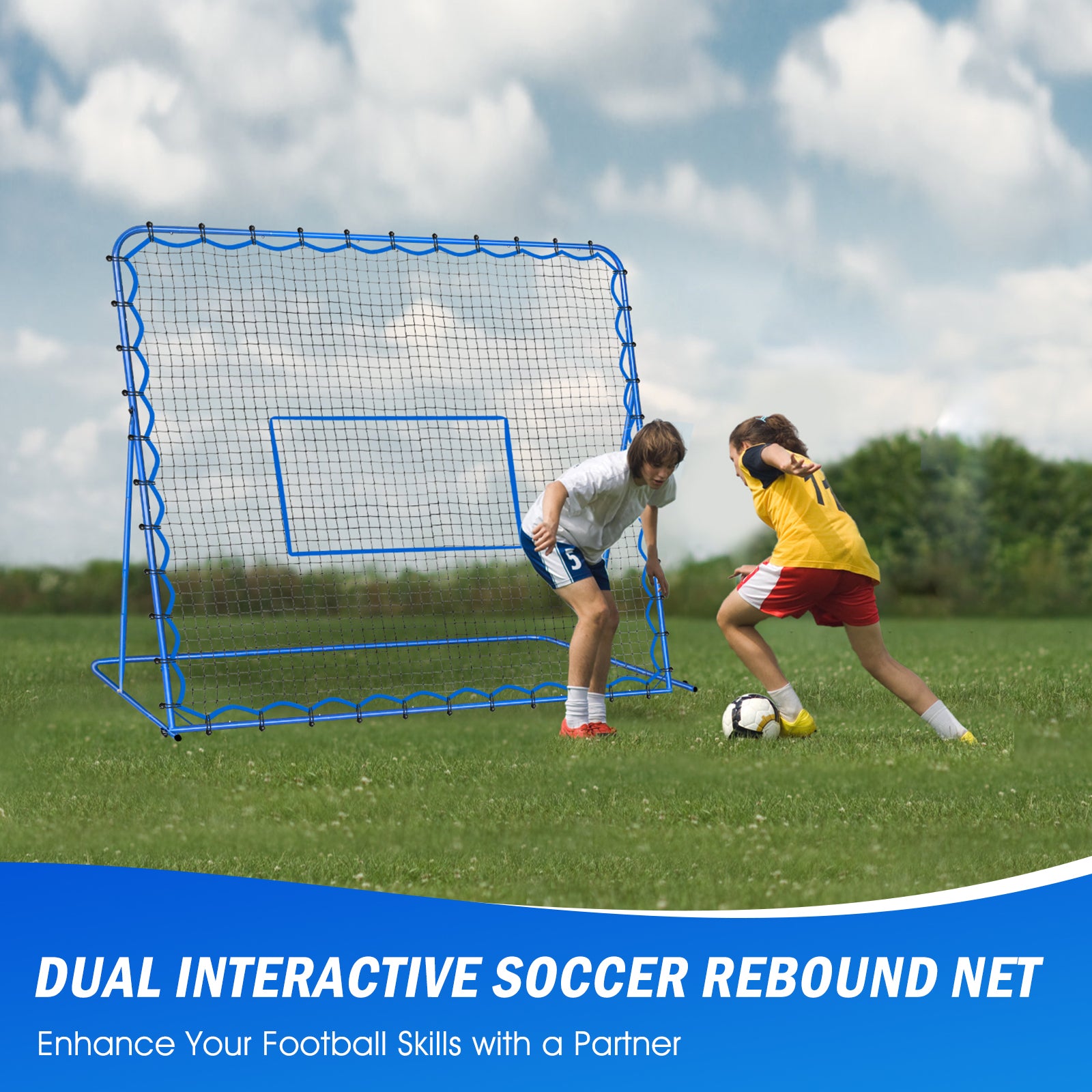 Winthai Soccer Rebounder Net, Quick-Switch Angle Soccer Training for Control, Passing Practice, Easy Setup Rebounder Gifts & Equipment for Kids,Teens & Adults 7X6FT