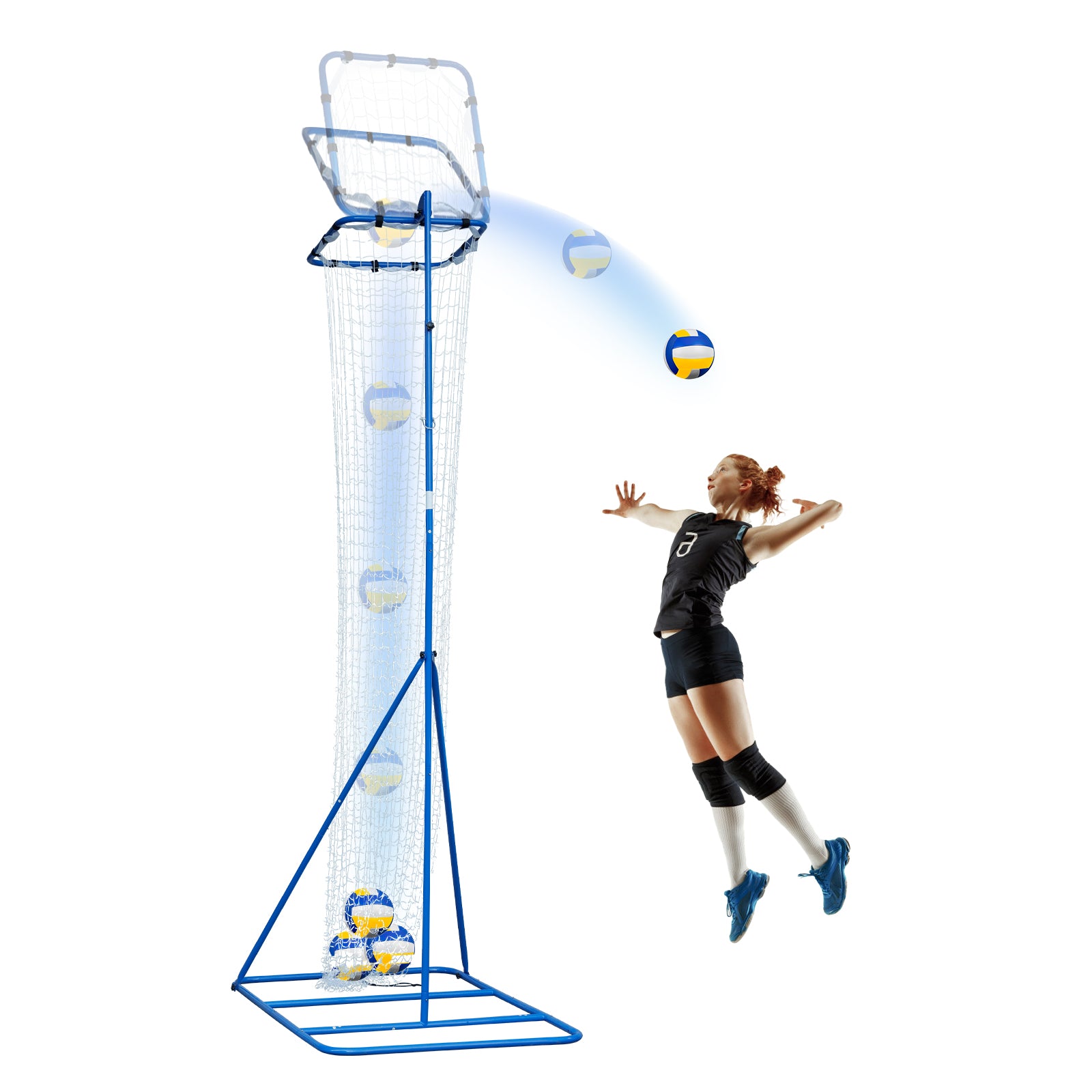 Winthai Volleyball Setter Training Net, Volleyball Training Equipment with 3 Angle and 8-10FT Height Adjustments Serve Trainer for Serving, Spiking & Setting Drills Indoor Outdoor Practice Target Net
