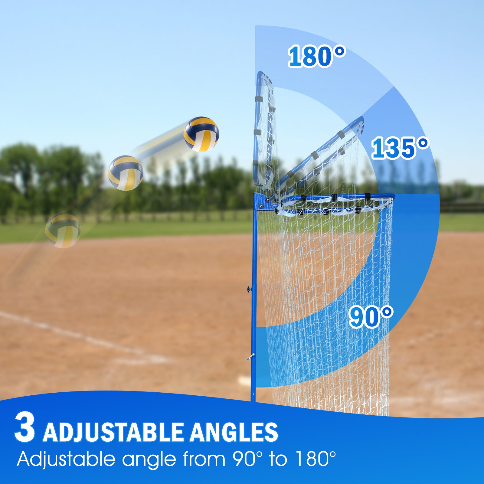 Winthai Volleyball Setter Training Net, Volleyball Training Equipment with 3 Angle and 8-10FT Height Adjustments Serve Trainer for Serving, Spiking & Setting Drills Indoor Outdoor Practice Target Net