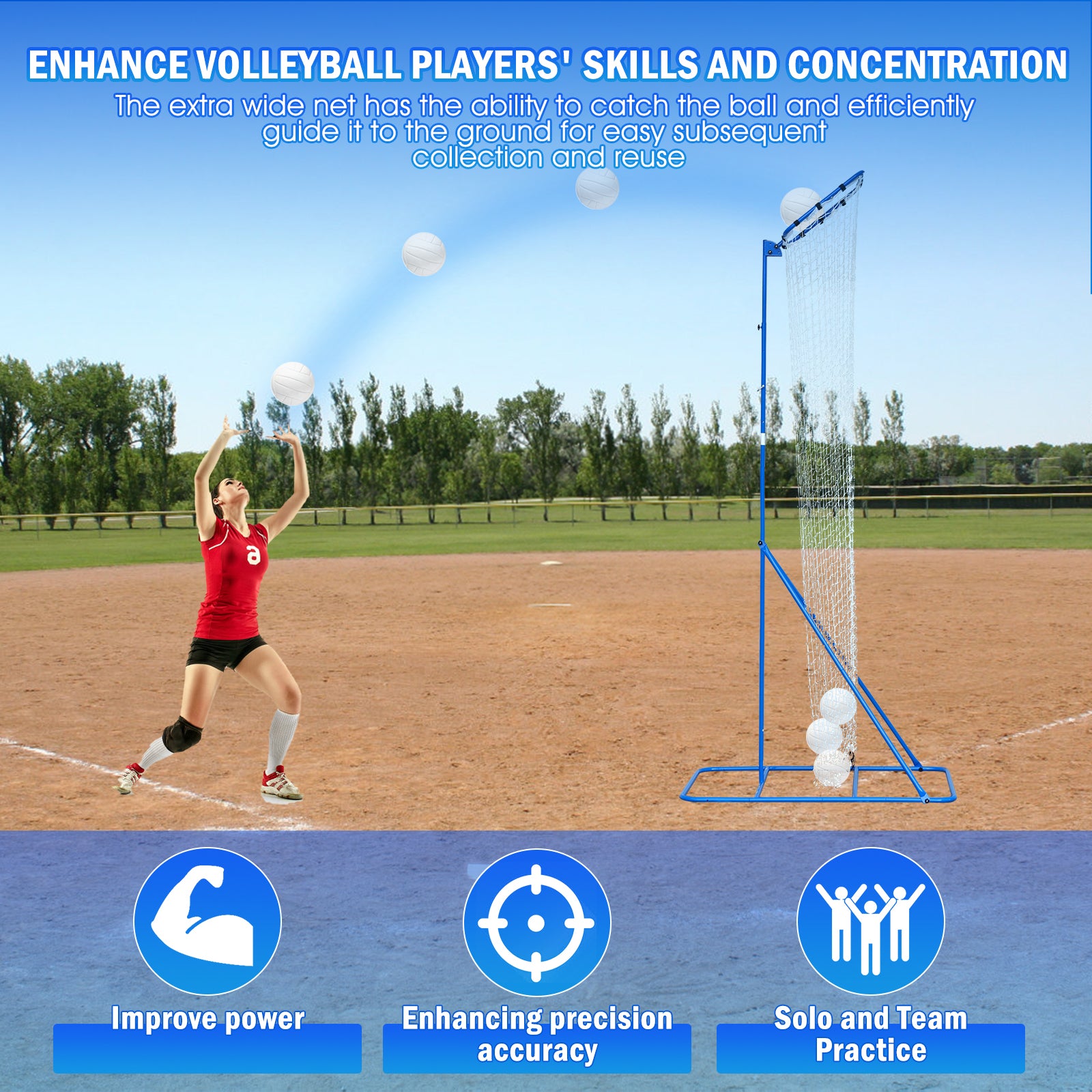 Winthai Volleyball Setter Training Net, Volleyball Training Equipment with 3 Angle and 8-10FT Height Adjustments Serve Trainer for Serving, Spiking & Setting Drills Indoor Outdoor Practice Target Net