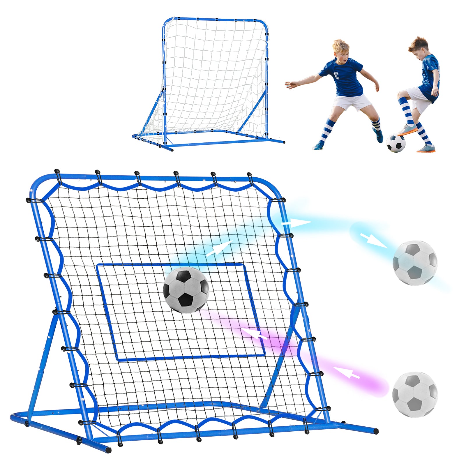Winthai Dual-Mode Soccer Goal Net & Soccer Rebounder Net,Premium Durability for Intense Shooting Training,Quick-Switch Angle Soccer Training for Control,Passing Practice,Soccer Gifts for Kids Teen Adult 4X4FT