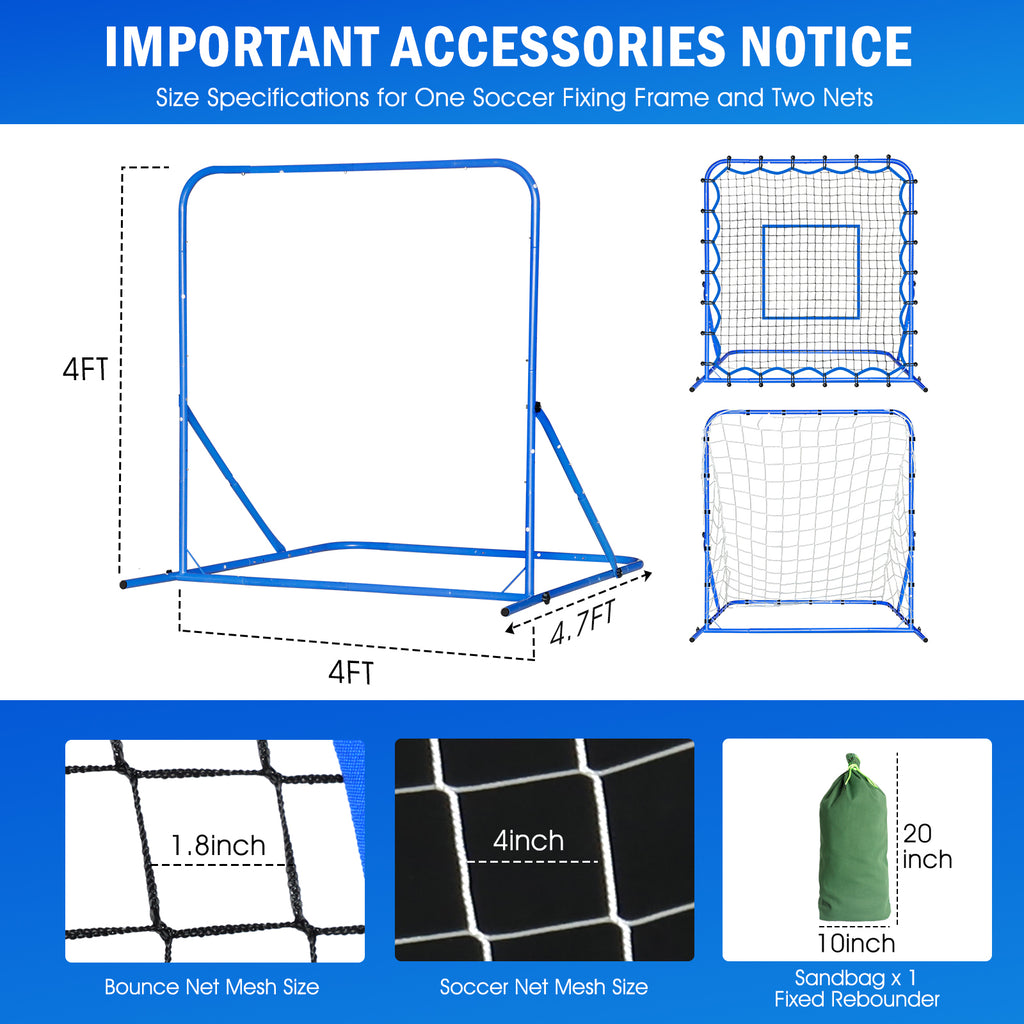 Winthai Dual-Mode Soccer Goal Net & Soccer Rebounder Net,Premium Durability for Intense Shooting Training,Quick-Switch Angle Soccer Training for Control,Passing Practice,Soccer Gifts for Kids Teen Adult 4X4FT