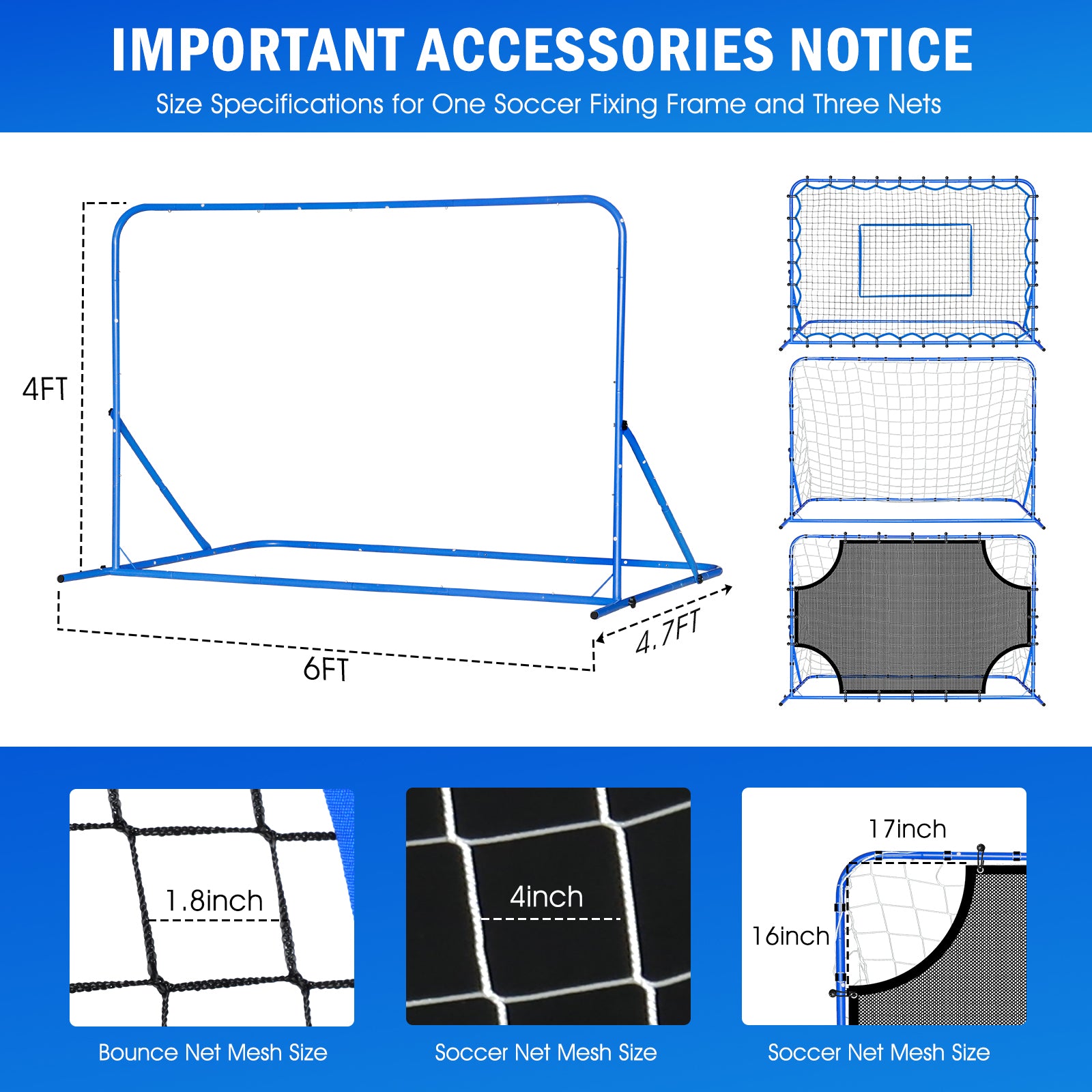 Winthai Three Mode Soccer Goal & Rebounder Net & Target Net,Four Targets for Precise Training,Tough-Built for Intense Shots,Quick-Switch Angle Soccer Training for Control/Passing Practice for Kids Teen 6X4FT