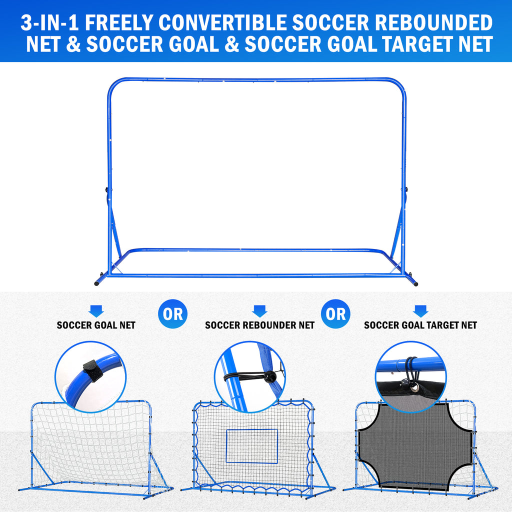Winthai Three Mode Soccer Goal & Rebounder Net & Target Net,Four Targets for Precise Training,Tough-Built for Intense Shots,Quick-Switch Angle Soccer Training for Control/Passing Practice for Kids Teen 6X4FT