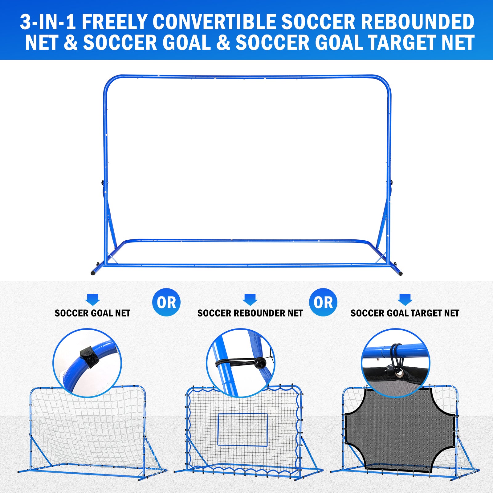Winthai Three Mode Soccer Goal & Rebounder Net & Target Net,Four Targets for Precise Training,Tough-Built for Intense Shots,Quick-Switch Angle Soccer Training for Control/Passing Practice for Kids Teen 6X4FT