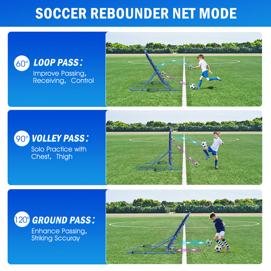 Winthai Three Mode Soccer Goal & Rebounder Net & Target Net,Four Targets for Precise Training,Tough-Built for Intense Shots,Quick-Switch Angle Soccer Training for Control/Passing Practice for Kids Teen 6X4FT