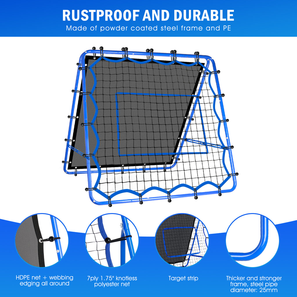 Winthai Dual-Sided Soccer Rebounder Net, Fast & Slow Rebound Speed Training for Control, Passing Practice, Easy Setup Baseball/Volleyball Rbounder Gifts & Equipment for Kids,Teens & Adults 4X4FT
