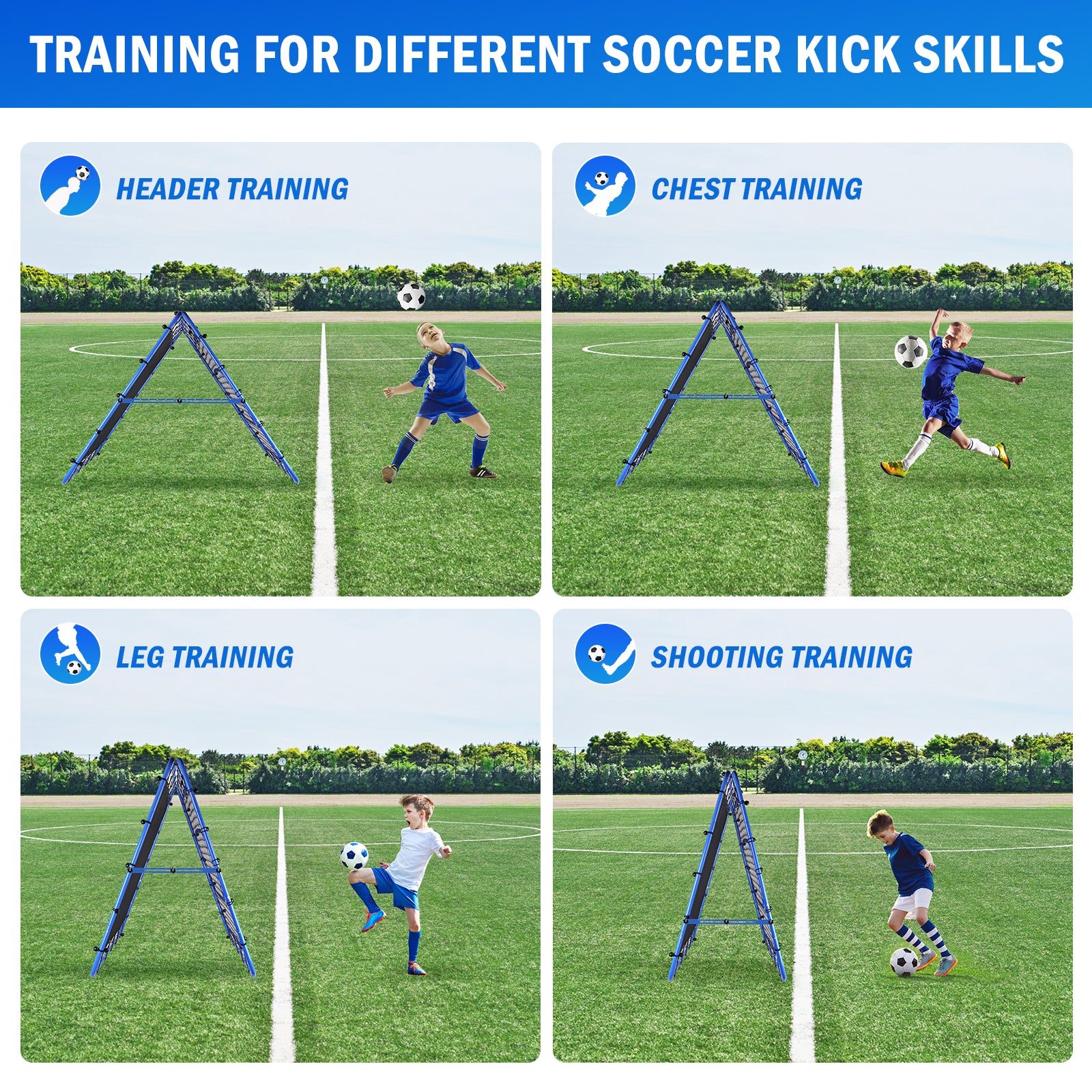 Winthai Dual-Sided Soccer Rebounder Net, Fast & Slow Rebound Speed Training for Control, Passing Practice, Easy Setup Baseball/Volleyball Rbounder Gifts & Equipment for Kids,Teens & Adults 4X4FT