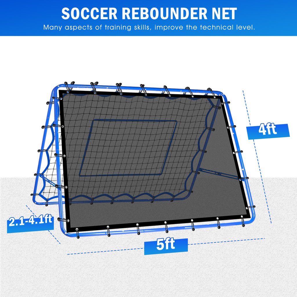 Winthai Dual-Sided Soccer Rebounder Net, Fast & Slow Rebound Speed Training for Control, Passing Practice, Easy Setup Baseball/Volleyball Rbounder Gifts & Equipment for Kids,Teens & Adults 5X4FT