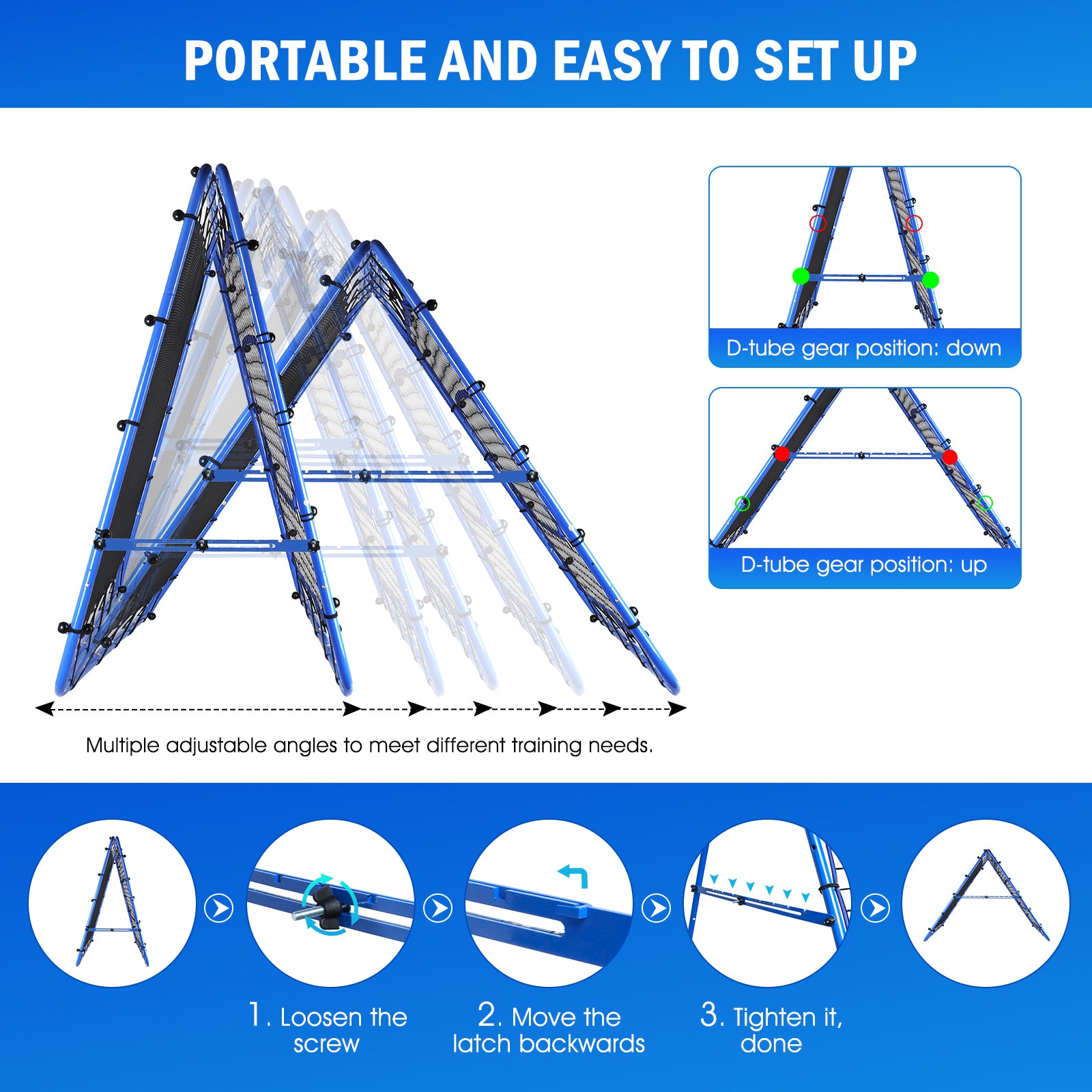 Winthai Dual-Sided Soccer Rebounder Net, Fast & Slow Rebound Speed Training for Control, Passing Practice, Easy Setup Baseball/Volleyball Rbounder Gifts & Equipment for Kids,Teens & Adults 5X4FT