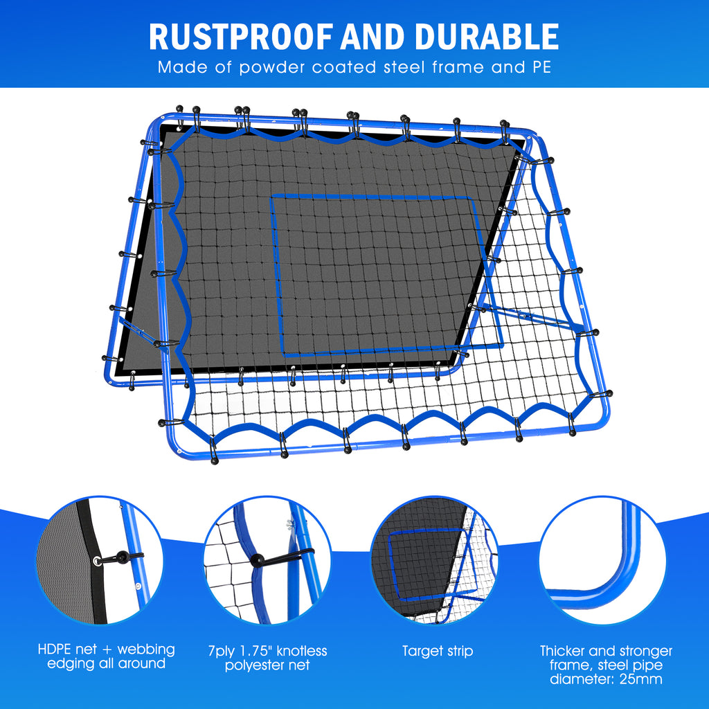Winthai Dual-Sided Soccer Rebounder Net, Fast & Slow Rebound Speed Training for Control, Passing Practice, Easy Setup Baseball/Volleyball Rbounder Gifts & Equipment for Kids,Teens & Adults 5X4FT