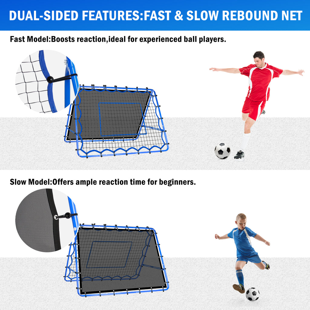 Winthai Dual-Sided Soccer Rebounder Net, Fast & Slow Rebound Speed Training for Control, Passing Practice, Easy Setup Baseball/Volleyball Rbounder Gifts & Equipment for Kids,Teens & Adults 5X4FT