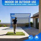 WICTTISPOSI Golf Hitting Net with Extra Striking Net, 10x7ft Heavy Duty Golf Practice Nets for Golfers Backyard Driving Swing, Golf Impact Cage Metal Frame with Storage Bag&Elevated Base, Indoor Outdoor Use