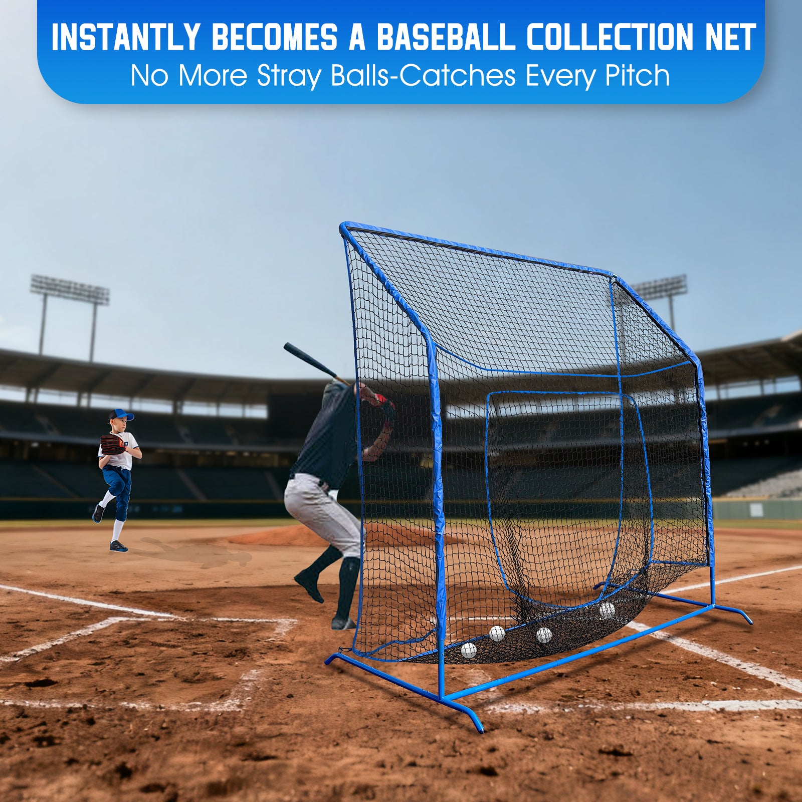 WICTTISPOSI Baseball Softball Net with Blocking System, 7x7ft Practice Cage for Batting/Pitching/Fielding, Metal Frame with Elevated Base and Storage Bag for Backyard Outdoor Indoor