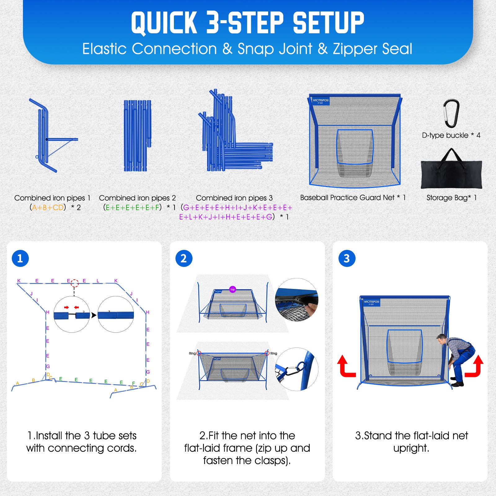 WICTTISPOSI Baseball Softball Net with Blocking System, 6X6FT Practice Cage for Batting/Pitching/Fielding, Metal Frame with Elevated Base and Storage Bag for Backyard Outdoor Indoor (Copy)