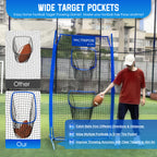 WICTTISPOSI Football Throwing Net, Upgrade Heavy Duty Metal Frame Quarterback Training Equipment Throwing Machine with 1-4 Targets, Easy Setup Football Target Practice with CarryBag, Allweather Indoor Outdoor Use 4X7FT