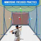 WICTTISPOSI 20ftx10ftx9ft Baseball Softball Cage with Hitting Net,Dual Sided 7-Ply Netting for Batting/Pitching/Fielding,Heavy-Duty Metal Frame and Windproof Ropes for Backyard Outdoor Indoor