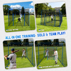 WICTTISPOSI 20ftx10ftx9ft Baseball Softball Cage with Hitting Net,Dual Sided 7-Ply Netting for Batting/Pitching/Fielding,Heavy-Duty Metal Frame and Windproof Ropes for Backyard Outdoor Indoor
