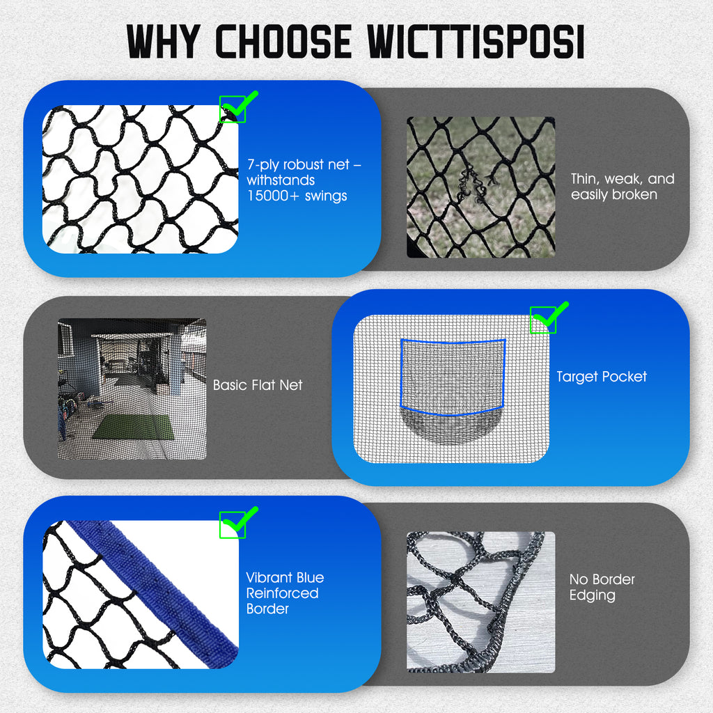 WICTTISPOSI Golf Net with Target Pocket, 20ft/15ft/10ft Golf Practice Net, Heavy-Duty Multi Sports Netting Barrier, Golf Hitting Net for Golfer Garages Backyard Driving Swing Chipping, Indoor Outdoor Use 15x10FT