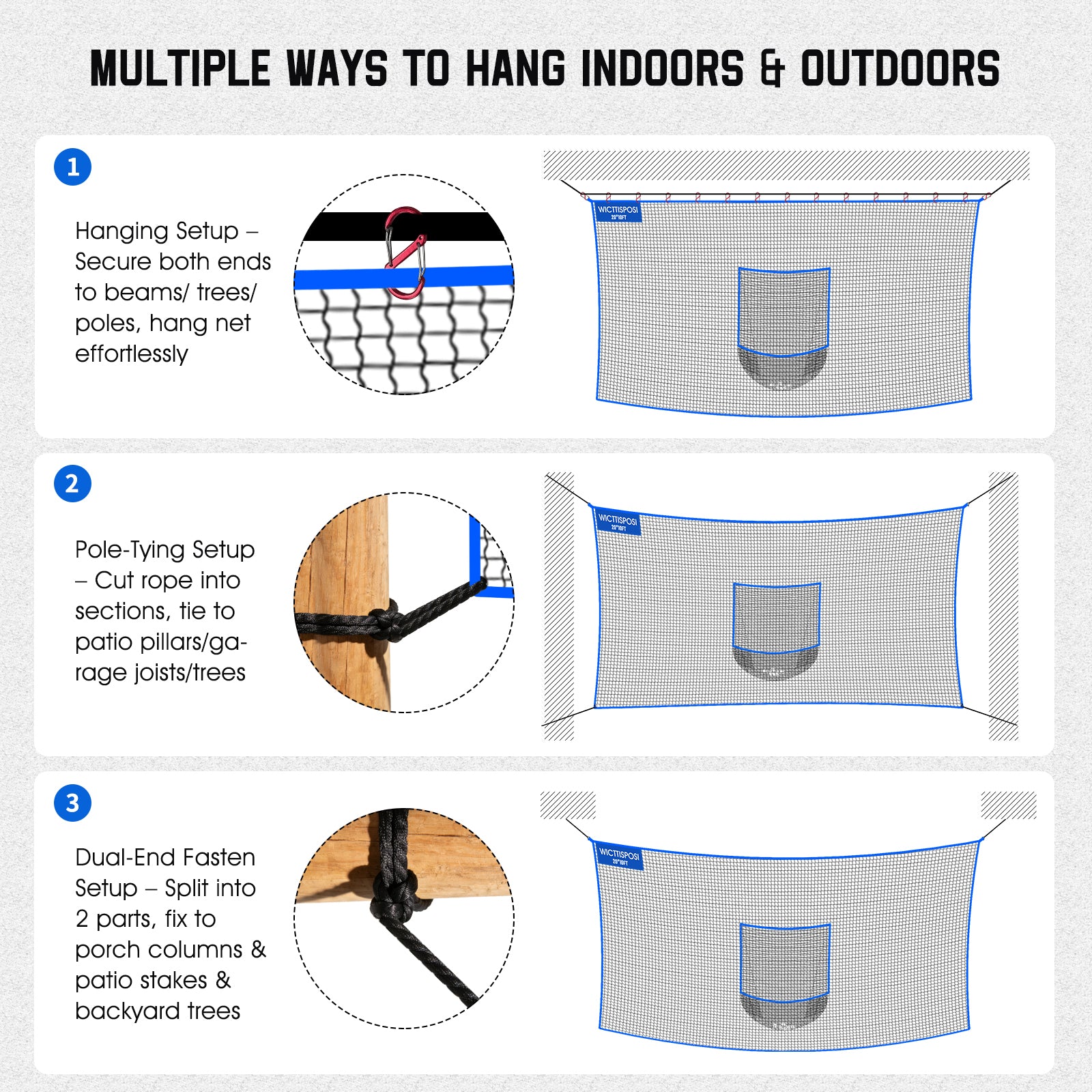 WICTTISPOSI Golf Net with Target Pocket, 20ft/15ft/10ft Golf Practice Net, Heavy-Duty Multi Sports Netting Barrier, Golf Hitting Net for Golfer Garages Backyard Driving Swing Chipping, Indoor Outdoor Use 20x10FT
