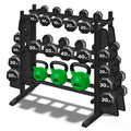 WICTTISPOSI 3-Tier Heavy Duty Dumbbell Rack,1200 LBS Capacity,Double-Side Extension Holder for Dumbbells & Kettlebells Home Gym Storage Rack BLACK