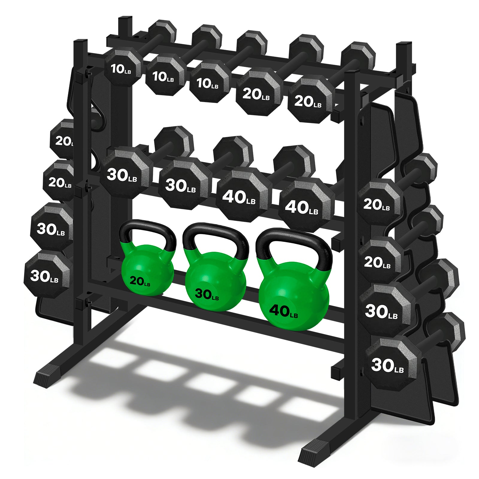 WICTTISPOSI 3-Tier Heavy Duty Dumbbell Rack,1200 LBS Capacity,Double-Side Extension Holder for Dumbbells & Kettlebells Home Gym Storage Rack BLACK