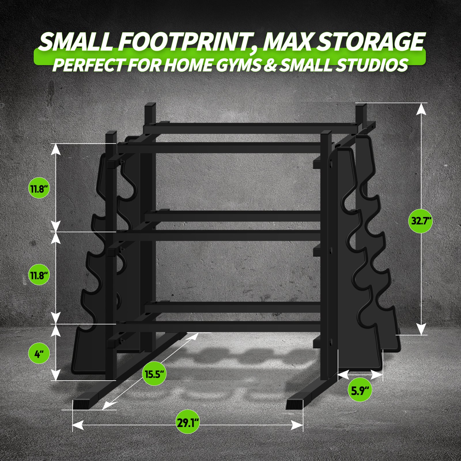 WICTTISPOSI 3-Tier Heavy Duty Dumbbell Rack,1200 LBS Capacity,Double-Side Extension Holder for Dumbbells & Kettlebells Home Gym Storage Rack BLACK