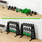 WICTTISPOSI 3-Tier Heavy Duty Dumbbell Rack,1200 LBS Capacity,Double-Side Extension Holder for Dumbbells & Kettlebells Home Gym Storage Rack BLACK