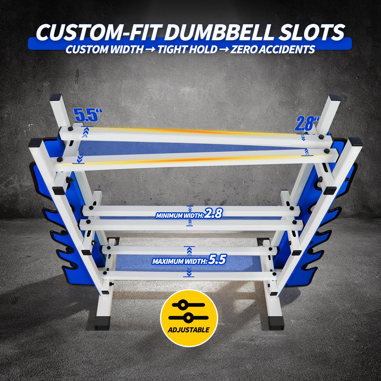 WICTTISPOSI 3-Tier Heavy Duty Dumbbell Rack,1200 LBS Capacity,Double-Side Extension Holder for Dumbbells & Kettlebells Home Gym Storage Rack  WHITE-BLUE