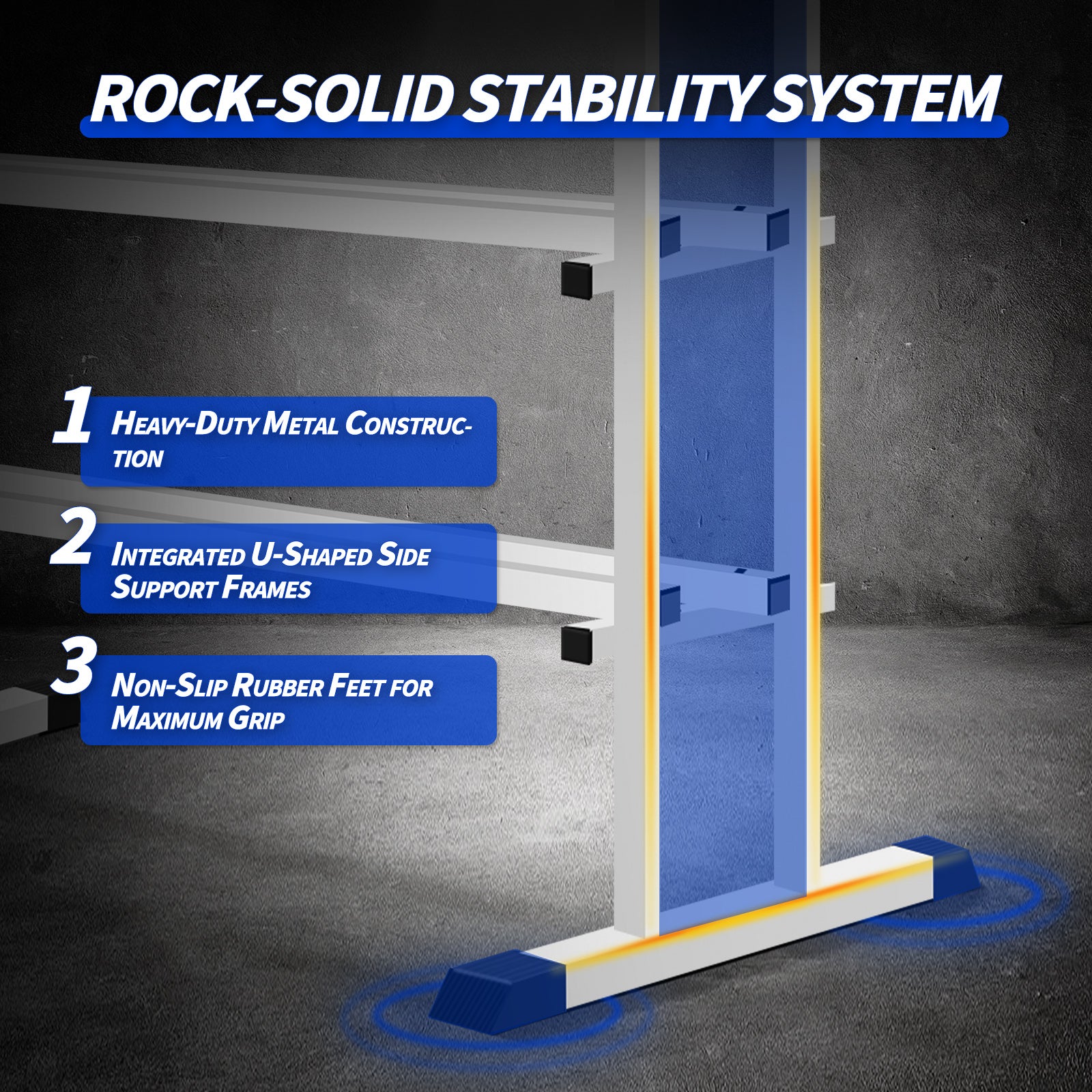 WICTTISPOSI 3-Tier Heavy Duty Dumbbell Rack,1200 LBS Capacity,Double-Side Extension Holder for Dumbbells & Kettlebells Home Gym Storage Rack  WHITE-BLUE