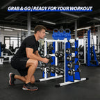 WICTTISPOSI 3-Tier Heavy Duty Dumbbell Rack,1200 LBS Capacity,Double-Side Extension Holder for Dumbbells & Kettlebells Home Gym Storage Rack  WHITE-BLUE