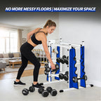 WICTTISPOSI 3-Tier Heavy Duty Dumbbell Rack,1200 LBS Capacity,Double-Side Extension Holder for Dumbbells & Kettlebells Home Gym Storage Rack  WHITE-BLUE