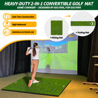 WICTTISPOSI Convertible 2-IN-1 Golf Hitting Mat & Golf Putting Mat, High-Elasticity Golf Practice Mats 150000+Swing for Driving Range Chipping Simulator, 1.22/1.02in Turf Mat Outdoor Indoor Use w/Tees (5ft x 4ft-25mm)