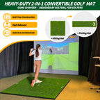 WICTTISPOSI Convertible 2-IN-1 Golf Hitting Mat & Golf Putting Mat, High-Elasticity Golf Practice Mats 150000+Swing for Driving Range Chipping Simulator, 1.22/1.02in Turf Mat Outdoor Indoor Use w/Tees (5ft x 5ft-30mm)
