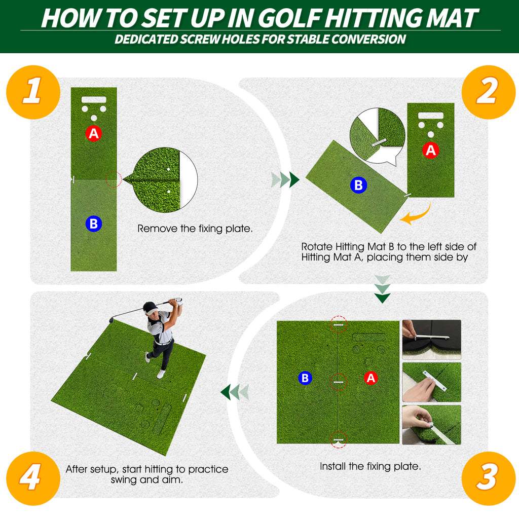 WICTTISPOSI Convertible 2-IN-1 Golf Hitting Mat & Golf Putting Mat, High-Elasticity Golf Practice Mats 150000+Swing for Driving Range Chipping Simulator, 1.22/1.02in Turf Mat Outdoor Indoor Use w/Tees (5ft x 5ft-30mm)