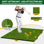 WICTTISPOSI Convertible 2-IN-1 Golf Hitting Mat & Golf Putting Mat, High-Elasticity Golf Practice Mats 150000+Swing for Driving Range Chipping Simulator, 1.22/1.02in Turf Mat Outdoor Indoor Use w/Tees (5ft x 5ft-30mm)