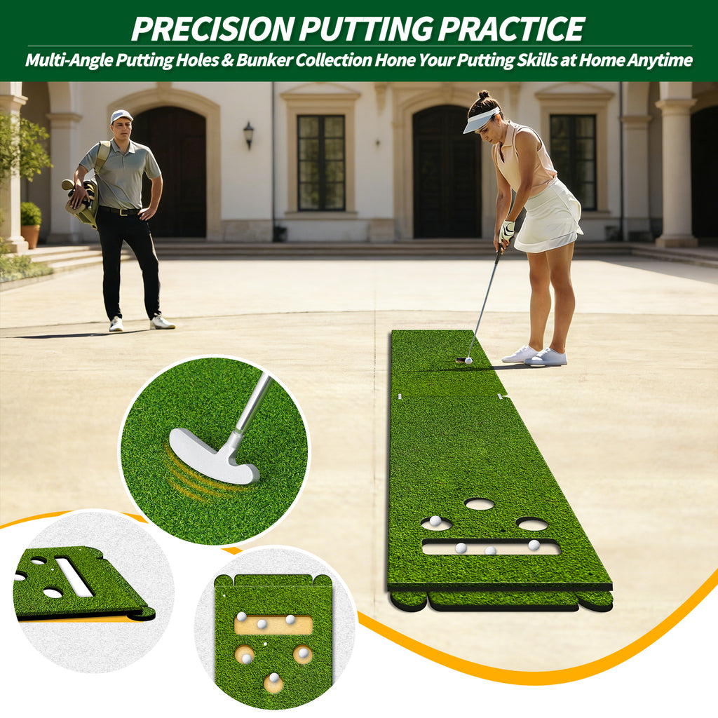 WICTTISPOSI Convertible 2-IN-1 Golf Hitting Mat & Golf Putting Mat, High-Elasticity Golf Practice Mats 150000+Swing for Driving Range Chipping Simulator, 1.22/1.02in Turf Mat Outdoor Indoor Use w/Tees (6ft x 4ft-30mm)