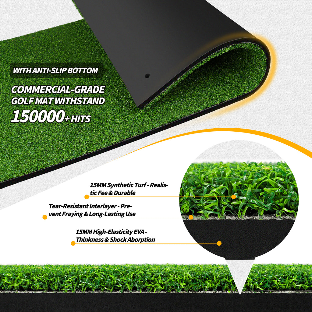 WICTTISPOSI Convertible 2-IN-1 Golf Hitting Mat & Golf Putting Mat, High-Elasticity Golf Practice Mats 150000+Swing for Driving Range Chipping Simulator, 1.22/1.02in Turf Mat Outdoor Indoor Use w/Tees (6ft x 4ft-30mm)