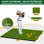 WICTTISPOSI Convertible 2-IN-1 Golf Hitting Mat & Golf Putting Mat, High-Elasticity Golf Practice Mats 150000+Swing for Driving Range Chipping Simulator, 1.22/1.02in Turf Mat Outdoor Indoor Use w/Tees (6ft x 4.8ft-30mm)