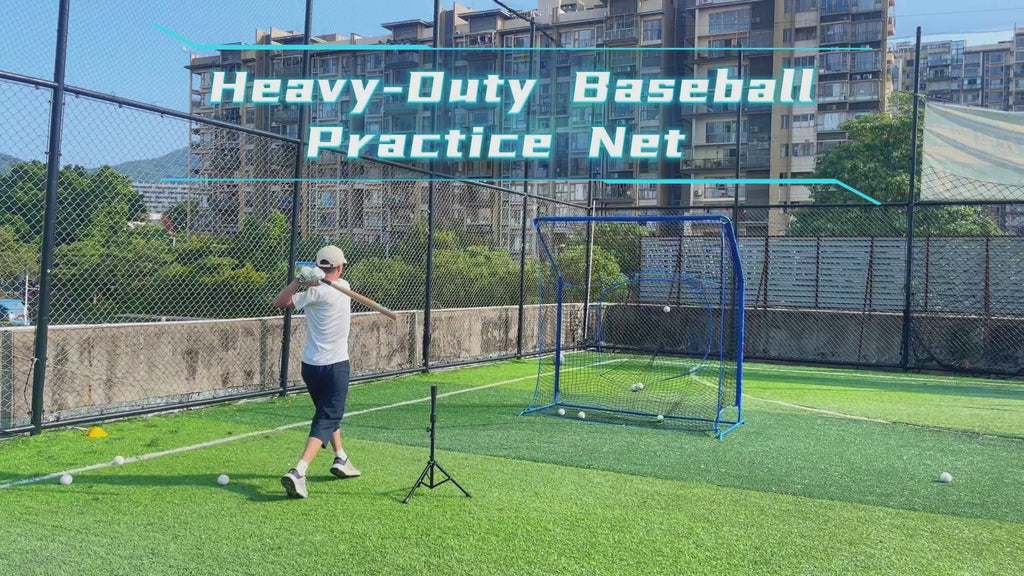 WICTTISPOSI Baseball Softball Net with Blocking System, 7x7ft Practice Cage for Batting/Pitching/Fielding, Metal Frame with Elevated Base and Storage Bag for Backyard Outdoor Indoor