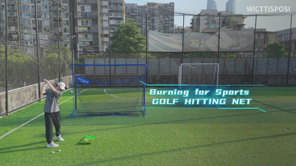 WICTTISPOSI Golf Hitting Net with Extra Striking Net, 10x7ft Heavy Duty Golf Practice Nets for Golfers Backyard Driving Swing, Golf Impact Cage Metal Frame with Storage Bag&Elevated Base, Indoor Outdoor Use