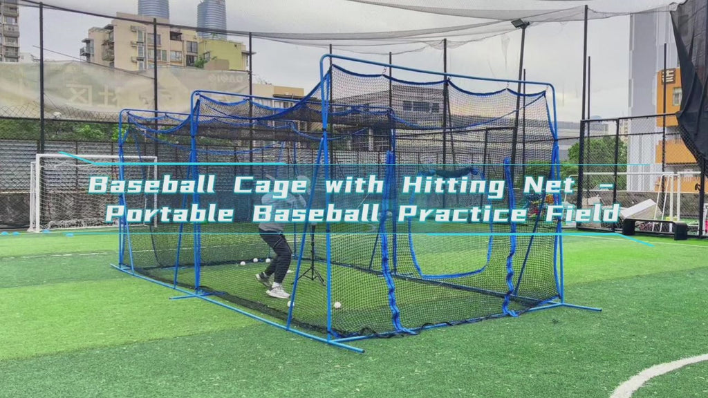 WICTTISPOSI 20ftx10ftx9ft Baseball Softball Cage with Hitting Net,Dual Sided 7-Ply Netting for Batting/Pitching/Fielding,Heavy-Duty Metal Frame and Windproof Ropes for Backyard Outdoor Indoor