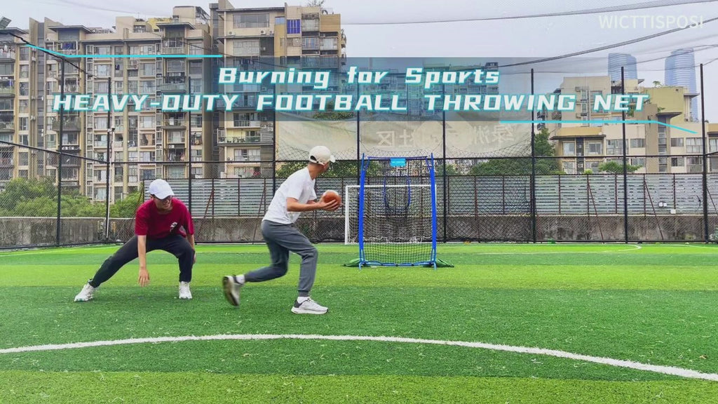 WICTTISPOSI Football Throwing Net, Upgrade Heavy Duty Metal Frame Quarterback Training Equipment Throwing Machine with 1-4 Targets, Easy Setup Football Target Practice with CarryBag, Allweather Indoor Outdoor Use 4X6FT
